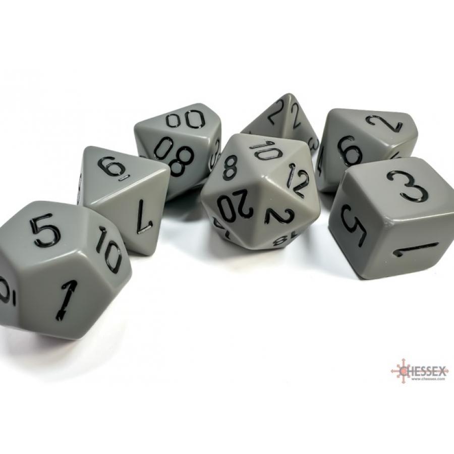 Chessex: 25410 Opaque Dark Grey - Black Polythedral (7 Dice Set)