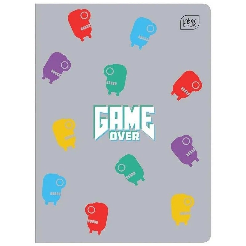 A5 Notebook, 32 sheets, three-line ruling, Interdruk "Game Over" (Set of 4)