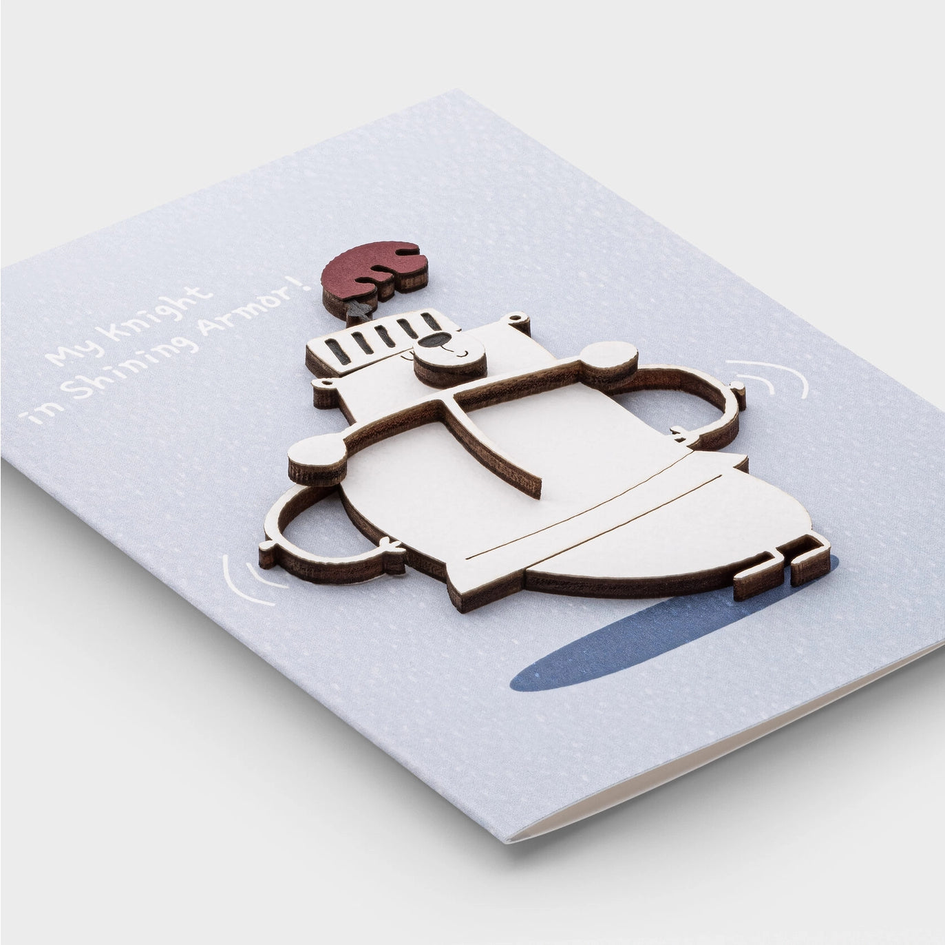 Handmade 3D Wooden Romantic Card – Knight Bear Love Card