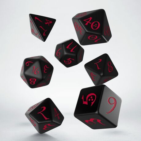 Q-Workshop: Classic RPG  Dice Set - Black & Red (7 Dice)