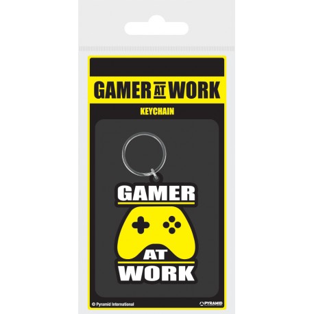 Gamer At Work Rubber Keychain