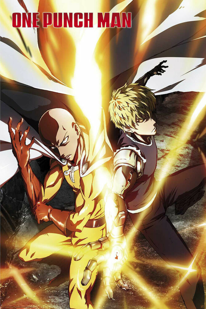 One Punch Man Saitama And Genos Power Up Wall Scroll 61x91.5 cm