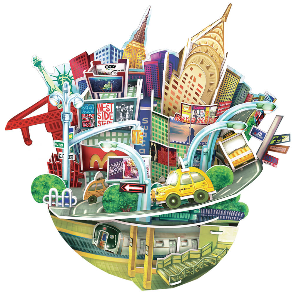 [COLLECTOR'S FIND!] Cubic Fun: New York City Scape - 3D Puzzle -Coin Bank (0C3203)
